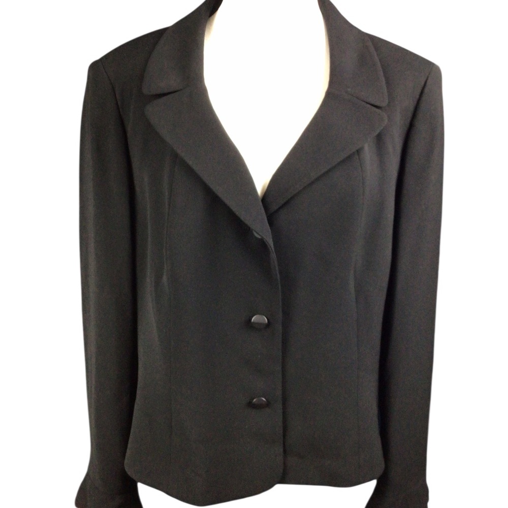 Vintage Albert Nipon Black Women's Blazer Jacket 16 Padded Shoulders